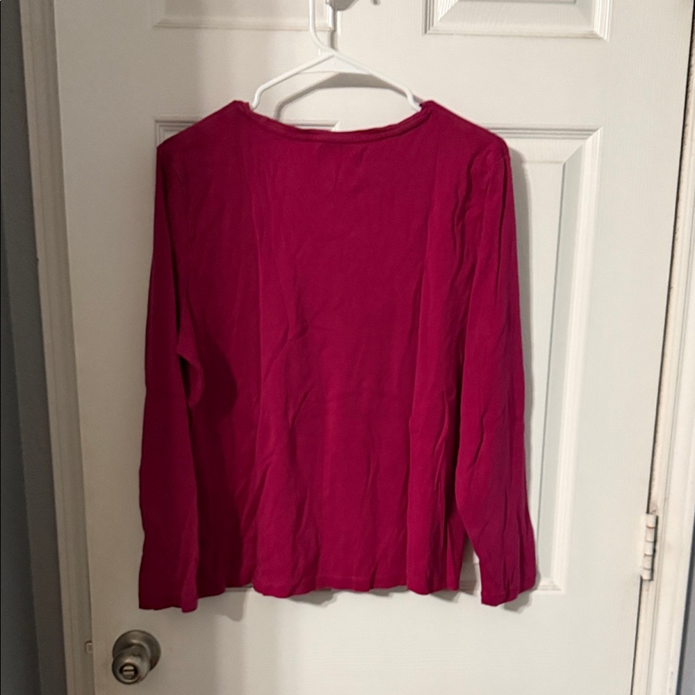 Talbots Raspberry Pink Crewneck Long Sleeve Top - Picture 3 of 3